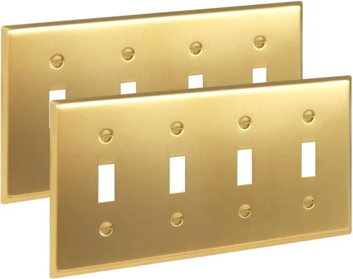 Vista 45 de Rio Salto Placa de pared de metal dorado en latón Placa de salida en blanco Cubierta para tomas de corriente no utilizadas Interruptor de pared de 1