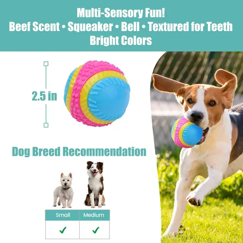 Vista 2 de Bola de juguete para perros Ethical Pets Sensory Ball, 2.5", Colores Variados