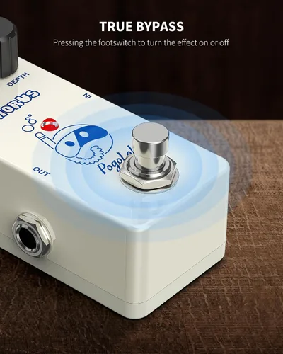 Vista 5 de Pogolab Pedal de Chorus, Pedal de Guitarra Chorus, Mini Pedal de Chorus Analógico, DC 9V, True Bypass para Guitarra Eléctrica