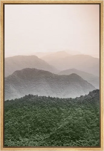 Vista 45 de SIGNWIN Framed Canvas Print Wall Art Neon Pink Mountain Range View Nature Wilderness Photography Modern Art Rustic Landscape Relax/Calm Multicolor