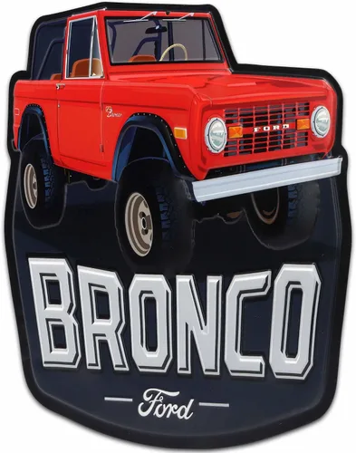 Vista 61 de Ford Logo Evolution - Letrero de metal vertical en relieve – Letrero vintage de Ford para garaje o cueva de hombre