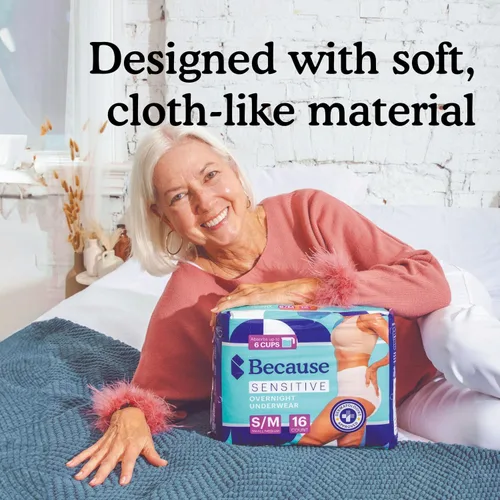 Vista 7 de Because Ropa interior para adultos para incontinencia para pieles sensibles, para mujeres, calzoncillos desechables de primera calidad, antiolor