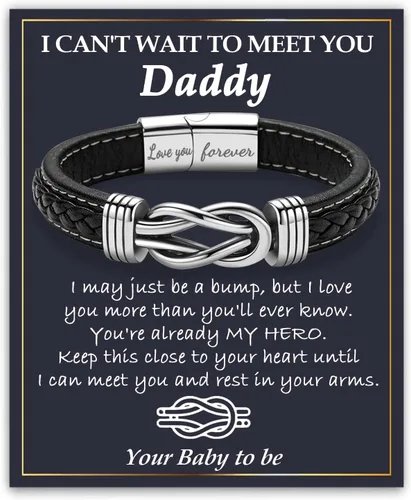 Vista 24 de Gifts for Men Infinity Leather Bracelet for Dad New Daddy Husband Boyfriend Son Grandson Brother Nephew Uncle Brown Braided Engraved Leather Jewelry