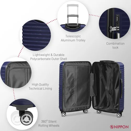 Vista 3 de NIPPON Luggage Nomad - Maleta giratoria rígida con ruedas para mujeres y hombres, rodillo de carcasa dura de viaje, ultra fuerte y duradero
