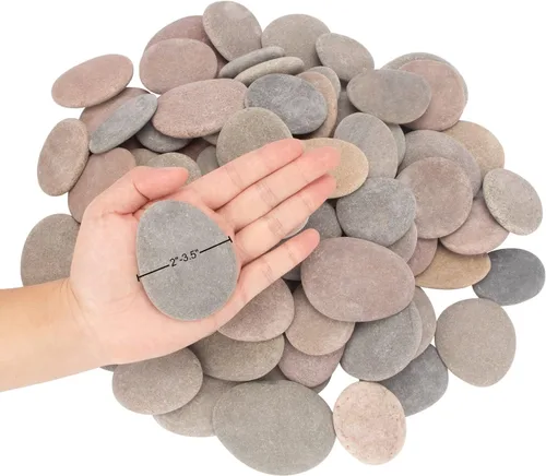 Vista 3 de Aproximadamente 100 piezas de rocas para pintar, 2.2"-3.5", planas, suaves - de río, para manualidades, piedras de bricolaje DIY, 18 libras