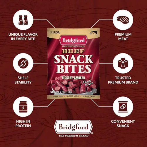 Vista 4 de Bridgford Bocadillos de carne de res de 4 onzas, paquete de 3 – Snacks listos para comer para aperitivos sobre la marcha – Snacks de carne sin