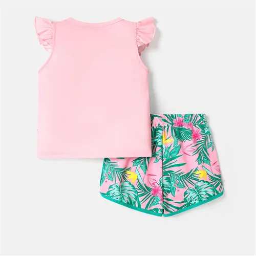 Vista 2 de L.O.L. Surprise! Girls Clothes Set Doll Print Ruffle Sleeve Tee Top T-shirt and Shorts Kids Girl Clothes