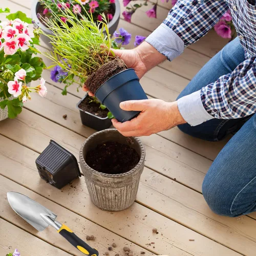 Vista 5 de 8 piezas de pala de jardín de aleación de aluminio resistente, palas pequeñas para excavar palas de mano de metal con mango TPR suave para césped