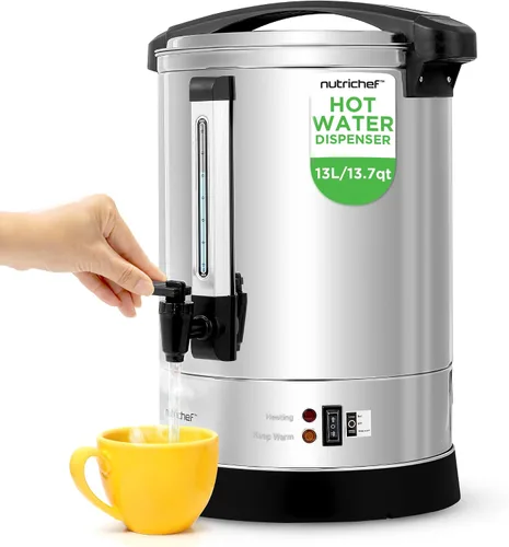 Vista 11 de NutriChef Hervidor Eléctrico de Agua y Calentador - Dispensador Eléctrico de Agua Caliente de Acero Inoxidable de 3L/3.17 Qt con Base Giratoria