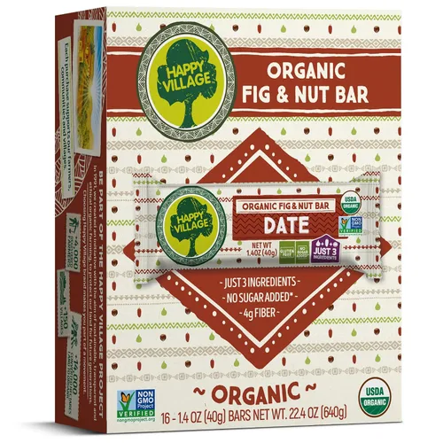 Vista 11 de Happy Village Barra orgánica de higo y nueces, APRICOT, solo 3 ingredientes, sin gluten, sin azúcar añadida, Kosher, sin OMG, vegana, buena fuente