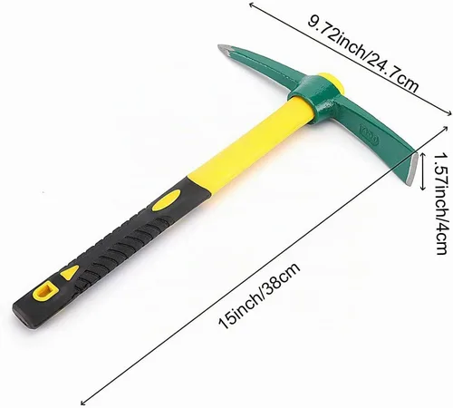 Vista 2 de ZOENHOU 2 piezas de 15 pulgadas sólido Pick Mattock, hacha forjada de jardín forjada, azada de mattock Adze con mango de goma resistente