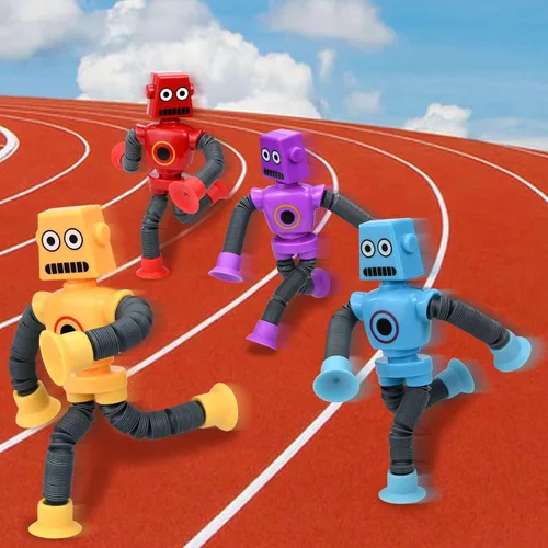 Vista 7 de Juguetes robóticos (paquete de 4), robots telescópicos con ventosa, tubos para autismo, juguetes sensoriales para ansiedad, regalos para niños