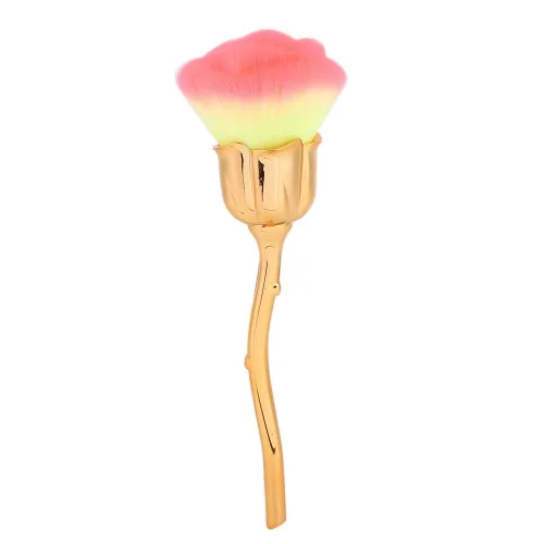 Vista 5 de Cepillo de polvo de uñas suave de 2 colores conveniente para uñas con mango (03-amarillo claro + polvo rosa)