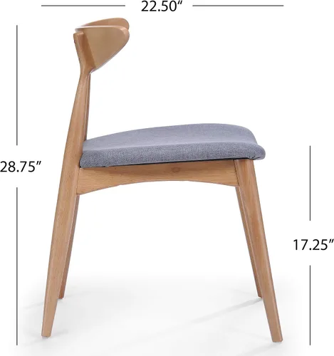Vista 8 de GDFStudio Christopher Knight Home Barron - Sillas de comedor de tela con acabado de roble, juego de 2 piezas, gris y roble
