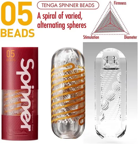 Vista 2 de Tenga Spinner SPN-005 Beads Masturbador Masculino Reutilizable de Movimiento Espiral