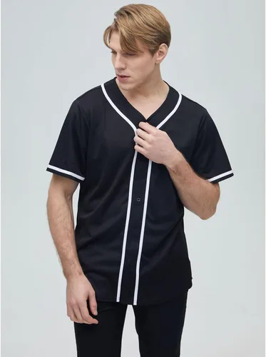 Vista 4 de Yuji Itadori Camiseta de béisbol para hombre, manga corta, cuello en V, botones, ropa deportiva, tallas S-4XL