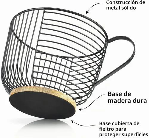 Vista 2 de Soporte para cápsulas de café - Soporte de taza K de gran capacidad con base de madera negra - Decoración moderna de cesta de café para encimera