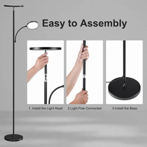 Vista 6 de SUNMORY Lámparas de pie para sala de estar, 48 W/4200 lm, lámpara de pie LED súper brillante con control remoto, lámpara de pie de 69 pulgadas