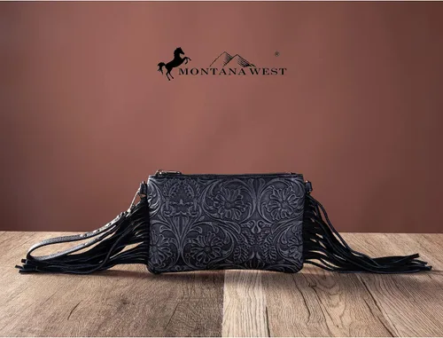 Vista 2 de Montana West Bolso cruzado estilo Western para mujer, bolso de mano de pulsera