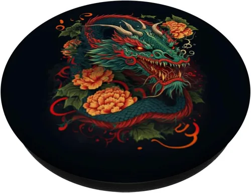 Vista 2 de Cool Fantasy PopSockets de dragón asiático chino intercambiable PopGrip