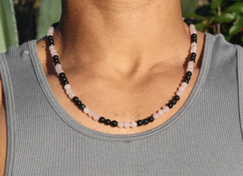 Vista 50 de Collar de cristal de obsidiana negra hecho a mano, collar de cuentas de piedras preciosas naturales auténticas, curación, protección, talismán mala