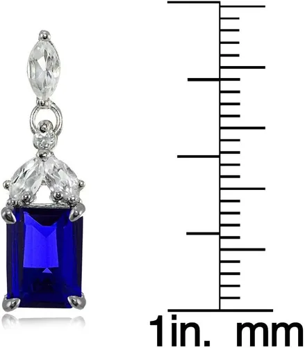 Vista 3 de Pendientes colgantes de plata esterlina con piedras preciosas creadas o genuinas y topacio blanco