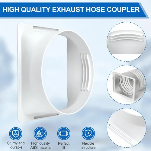 Vista 4 de Acoplador portátil de manguera de escape de aire acondicionado de 5.9 pulgadas, manguera de escape de CA portátil de 6 x 7 pulgadas, acoplador