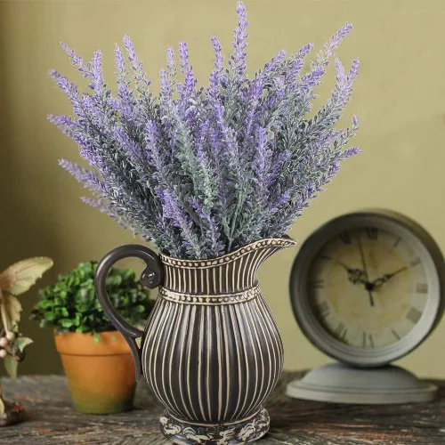 Vista 2 de GTIDEA 4 piezas de flores de lavanda artificiales falsas decoración de Morado