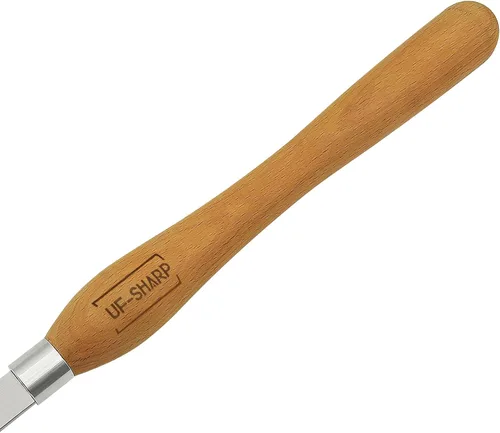 Vista 7 de Cincel sesgado de 1 pulgada, herramientas de torneado de madera de acero de alta velocidad M2 Cryo con mango de madera de haya