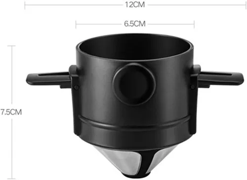 Vista 2 de Filtro de café,Cafetera reutilizable portátil de acero inoxidable,Mini plegable sin papel,Cono de café fácil de limpiar para viajes de camping
