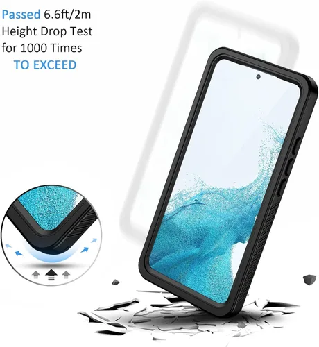 Vista 5 de Lanhiem Funda para Samsung Galaxy S22, IP68 impermeable a prueba de polvo con protector de pantalla integrado, funda protectora de cuerpo completo