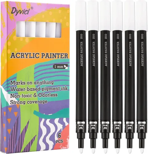 Vista 11 de Dyvicl Marcadores de pintura acrílica negra, bolígrafos de pintura de punta fina, marcadores acrílicos para pintura de roca, piedra, cerámica