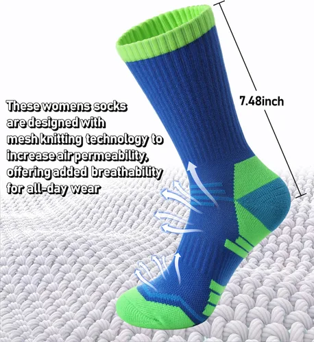 Vista 4 de FNOVCO Calcetines de compresión atléticos gruesos acolchados para mujer, 5 pares