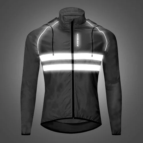 Vista 4 de WOSAWE - Chaqueta de ciclismo con capucha, ligera, cortavientos