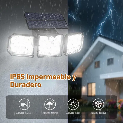 Vista 5 de Aolyty Luces solares con sensor de movimiento, luces estroboscópicas solares impermeables IP65, luces de pared estroboscópicas - Blanco