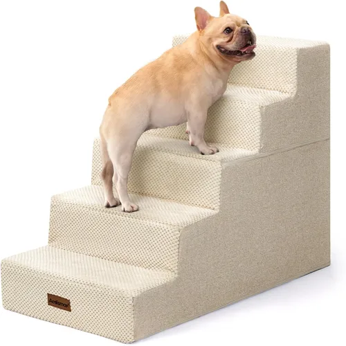 Vista 10 de Aodisman Escaleras para perros para cama o sofá, escaleras para mascotas de Gris