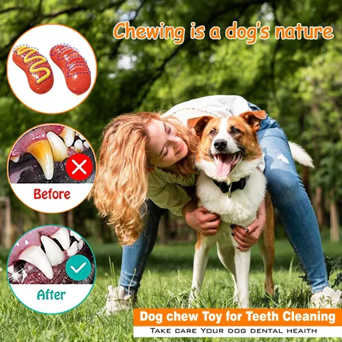 Vista 3 de Juguetes resistentes para perros, juguetes para perros masticadores agresivos, perros de raza grande, juguete masticable para perros calientes