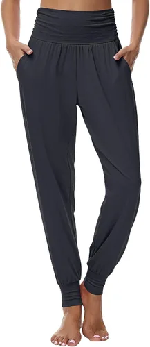 Vista 4 de Ficerd Paquete de 3 pantalones de descanso para mujer, cómodos pantalones deportivos de yoga con bolsillos de cintura alta, pantalones deportivos