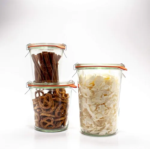 Vista 3 de Weck - Tarros de conservas 743 – Tarro de molde de Weck hecho de vidrio transparente – Ecológico – Contenedor de almacenamiento de alimentos