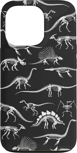 Vista 10 de Funda para iPhone 17 con diseño de huesos de dinosaurio fosilizado con animales prehistóricos
