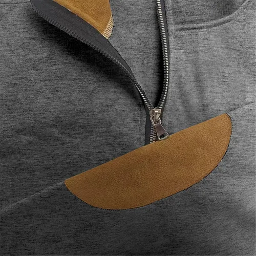 Vista 4 de YNGWIAO Men'S Autumn And Winter Fashion Half Standing Neck Zippered Cotton Sweater Pullover Sweatshirt Long Sleeve