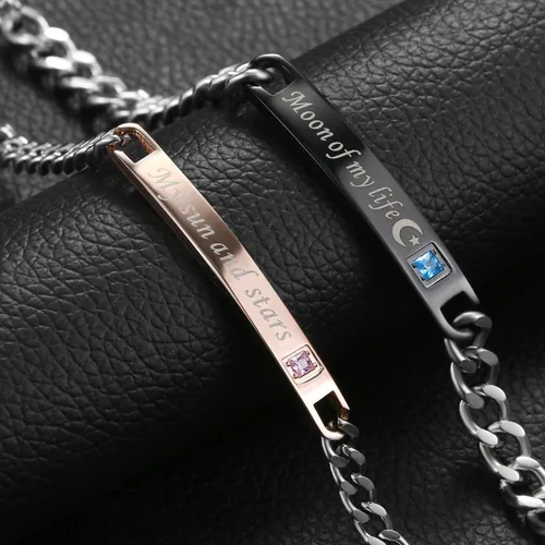 Vista 5 de OIDEA 2pcs Stainless Steel Cubic Zirconia His Queen Her King Bracelets,Romantic Keep Me in Your Heart,CZ Love Charm Bangle Braclets for Valentines