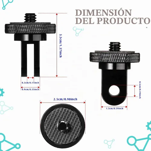 Vista 2 de Frienda 4 adaptadores de trípode compatibles con Gopro 1/4-20, negro