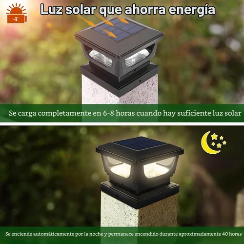 Vista 2 de Luces solares para postes de metal de 3 x 3 pulgadas, vinilo y madera de 4 Armazón negra