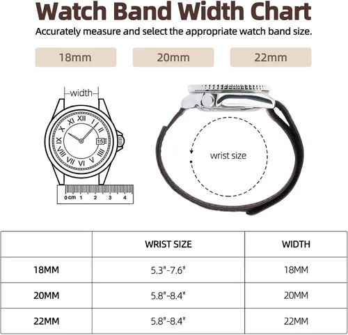 Vista 6 de Ritche Correa de reloj de piel táctica resistente ajustable de 0.78 pulgadas para hombre, compatible con Timex Expedition, Citizen, Moonswatch