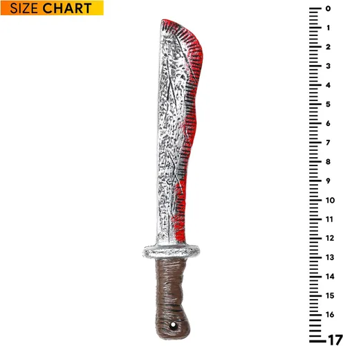 Vista 5 de Skeleteen Bloody Machete - Cuchillo de juguete realista falso para disfraces y cosplay