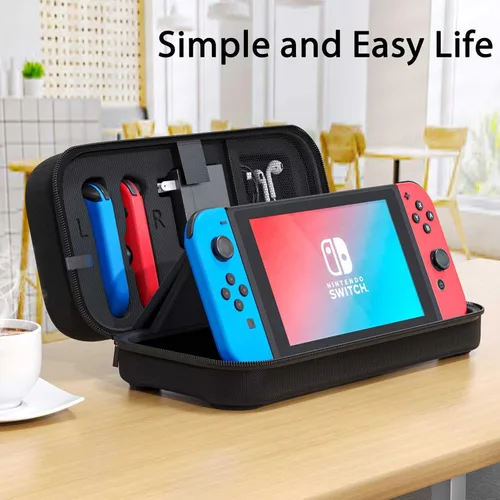 Vista 7 de Switch - Funda de transporte compatible con Nintendo SwitchOLED, compatible con Joy-Con y adaptador de CA, bolsa rígida portátil de transporte