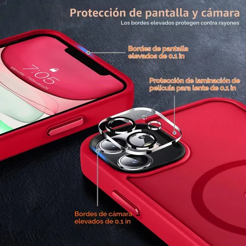 Vista 5 de MOCCA - Funda magnética a prueba de golpes para iPhone 11, color rojo