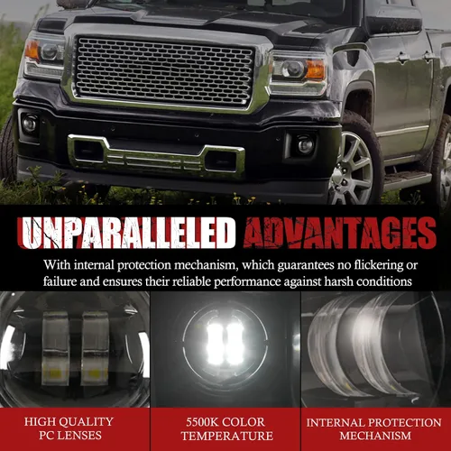 Vista 4 de BUNKER INDUST Luces antiniebla LED para GMC Sierra 1500 2014-2015, kit de lámpara antiniebla de conducción de parachoques