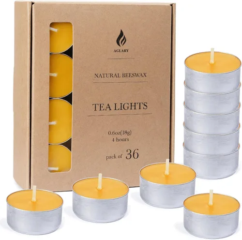 Vista 13 de Paquete de 9 velas de cera de abeja pura en vasos de aluminio, 4-5 horas de tiempo de combustión, mecha de algodón sin plomo, velas naturales sin